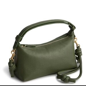 NWT Vera Bradley Leather Roxbury Crescent Crossbody Handbag Bronze Green